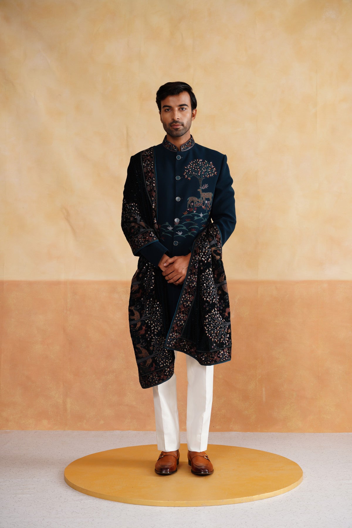 Shop teal indo western men with stole