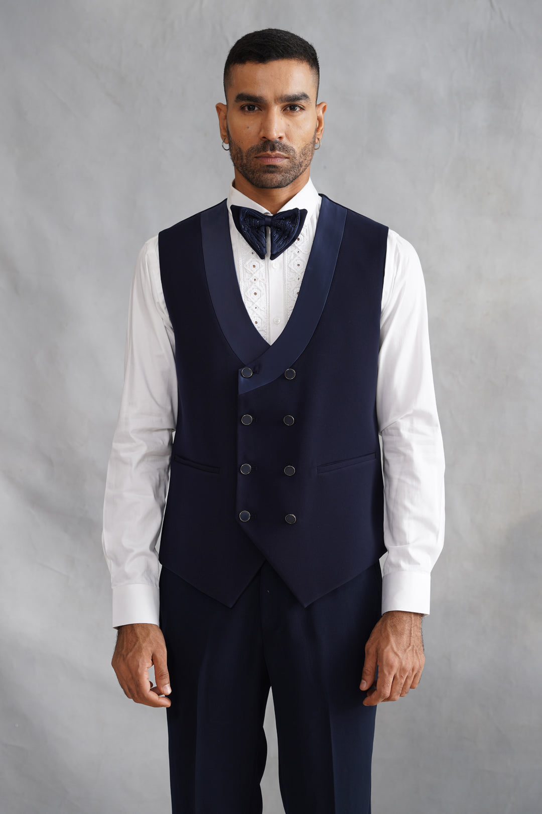 Blue Tuxedo Hand Embroidered on Italian Fabric