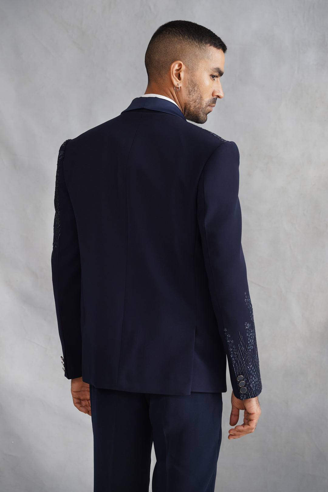 Blue Tuxedo Hand Embroidered on Italian Fabric