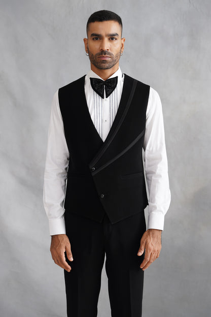 Black Hand Embroidered Tuxedo on Italian Fabric