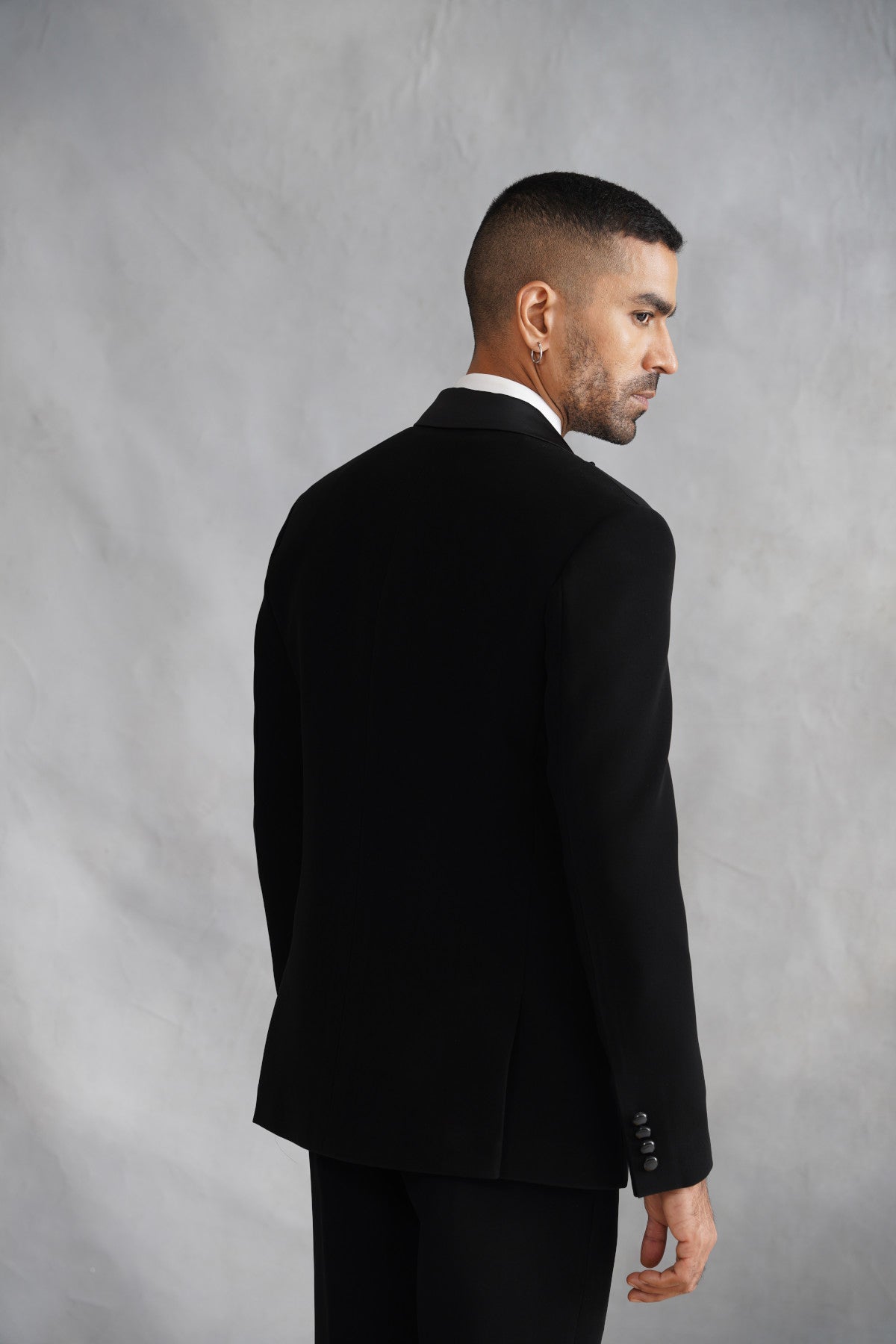 Black Tuxedo with Densely Embellished Crystal Lapel
