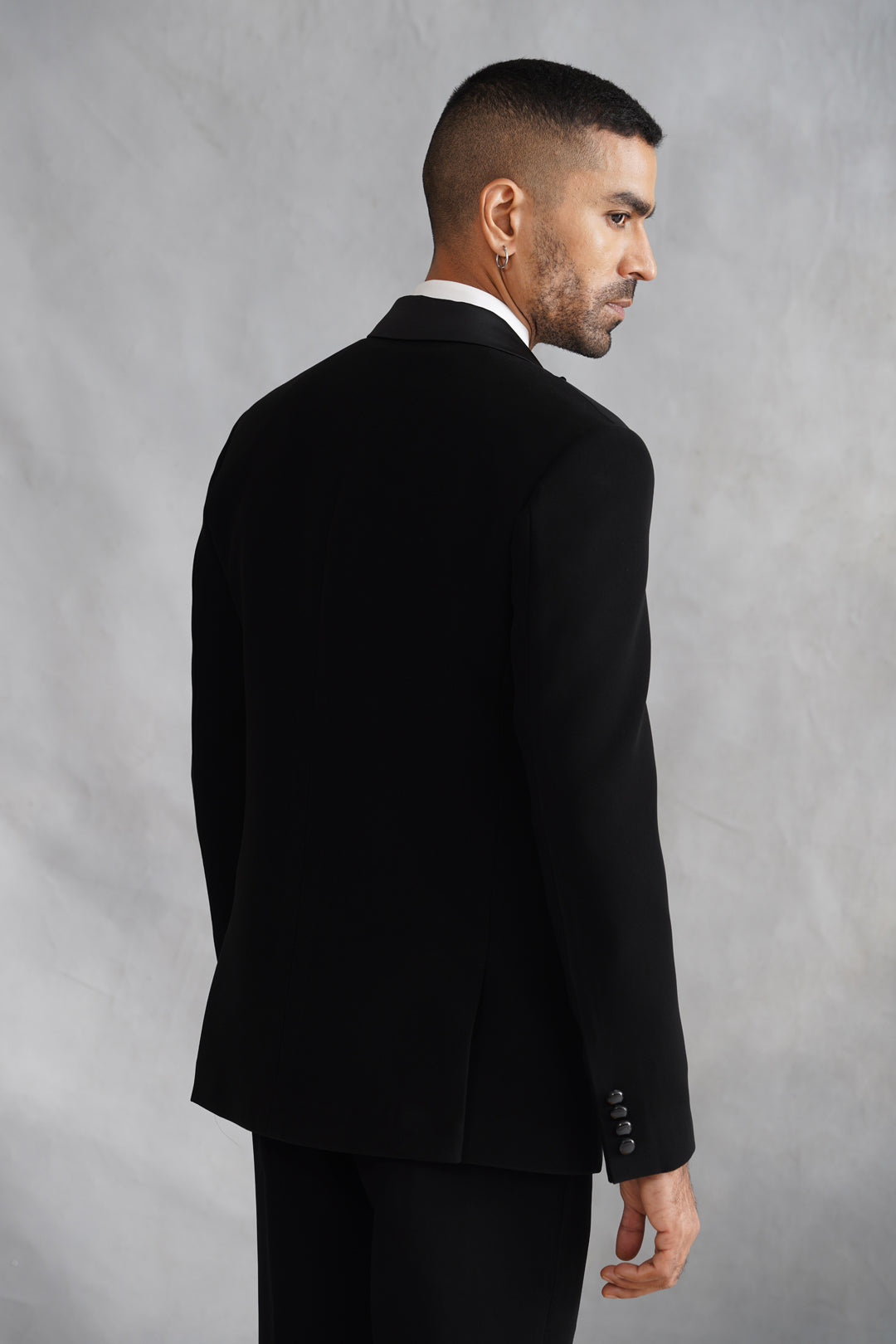 Black Hand Embroidered Tuxedo on Italian Fabric