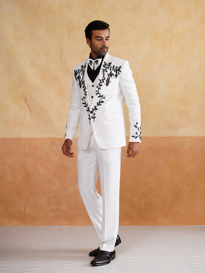 White Cutdana and Pearl Tuxedo on Italian Fabric