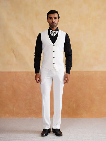 White Cutdana and Pearl Tuxedo on Italian Fabric
