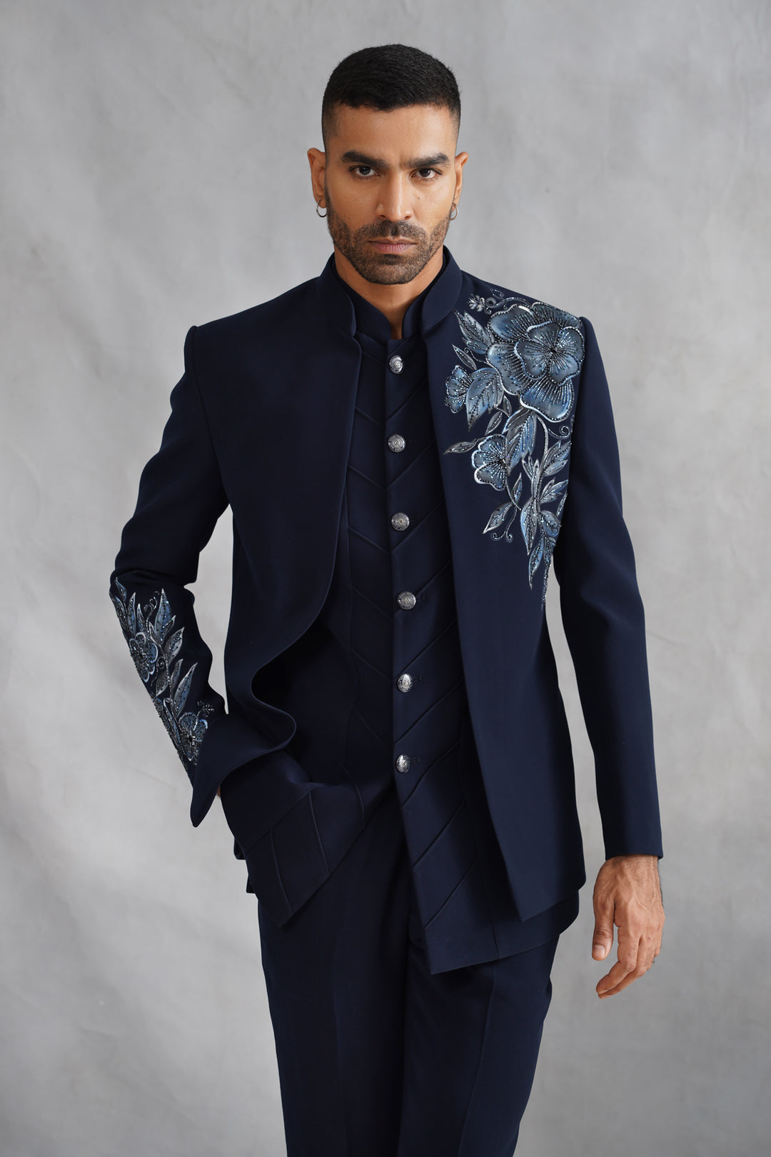 Blue Hand Painted and Hand Work Indowestern