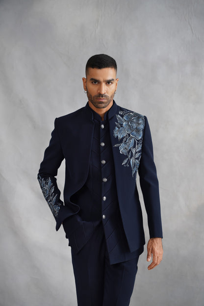 Designer Navy Blue Indo Western for Men