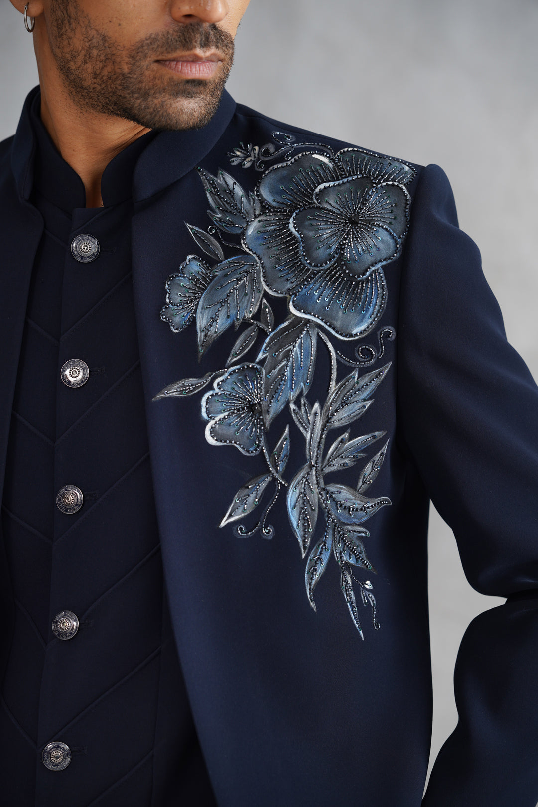 Blue Hand Painted and Hand Work Indowestern