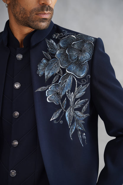 Blue Hand Painted and Hand Work Indowestern