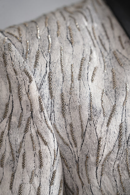 Grey Tuxedo with Textured Abstract Linear Design