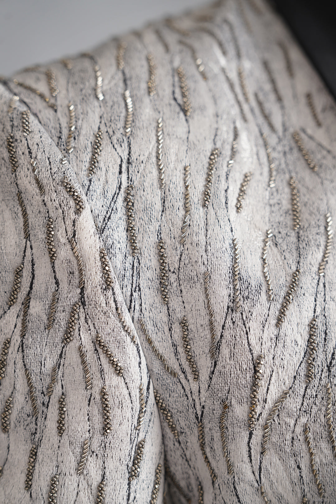 Grey Hand Embroidered Tuxedo on Italian Fabric