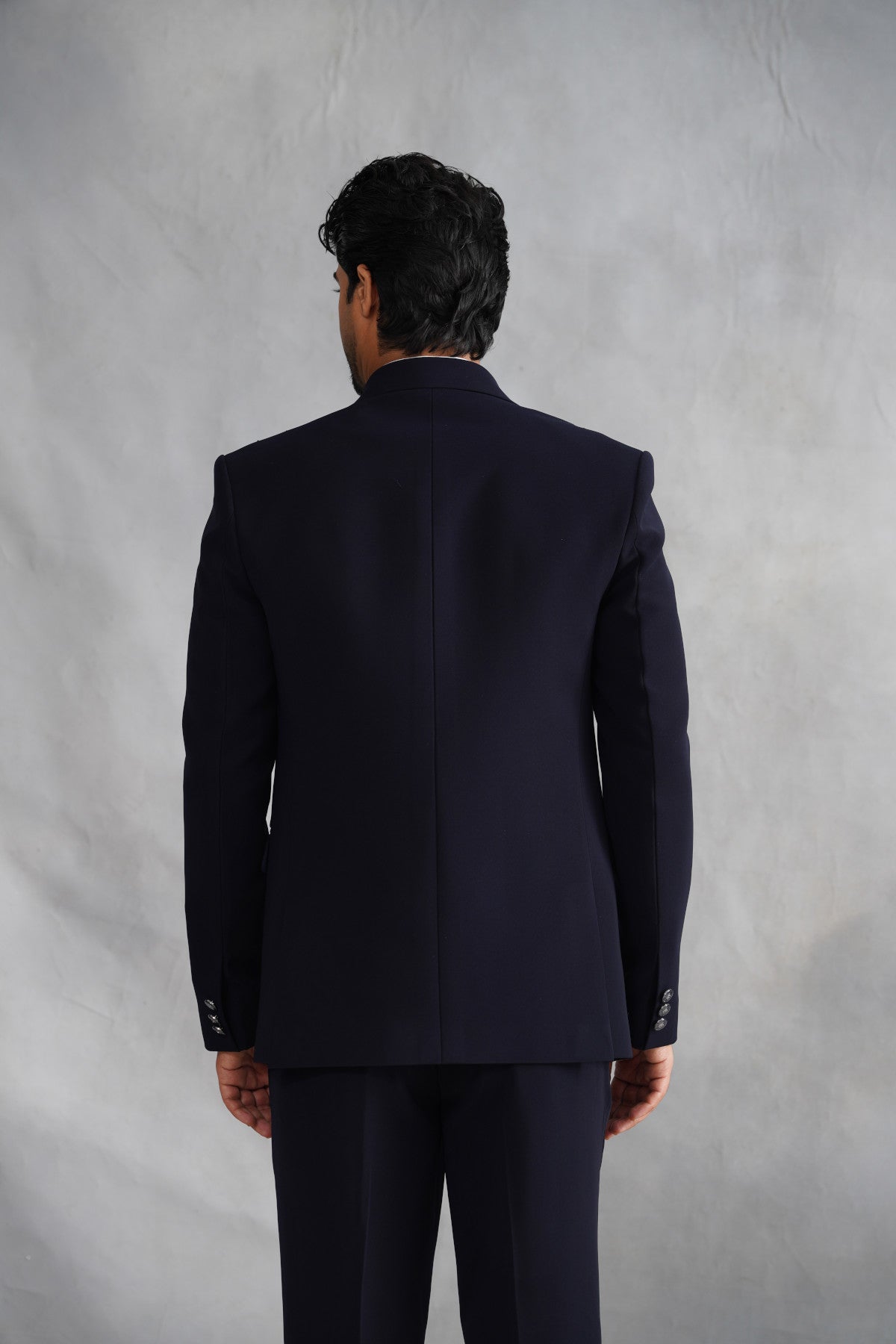 Navy Blue Tuxedo with Radiating Linear Work