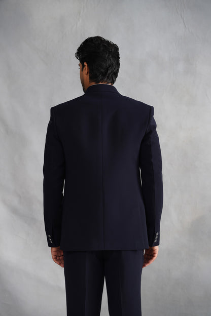 Navy Blue Tuxedo with Radiating Linear Work