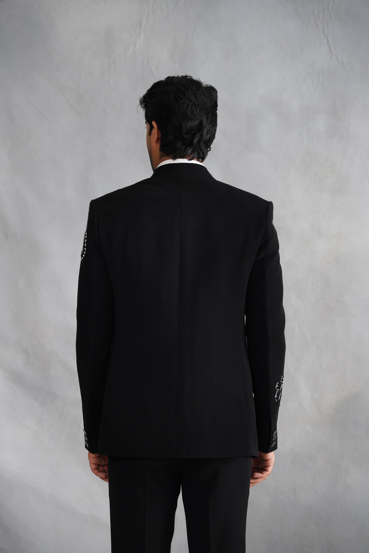 Black Tuxedo with Geometric Hexagon & Abstract Beadwork