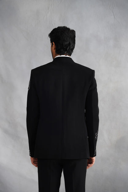 Black Tuxedo with Geometric Hexagon & Abstract Beadwork