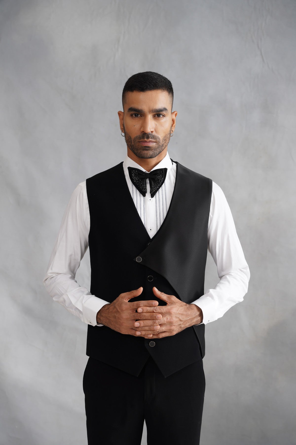 Black Tuxedo with Crystal-Embellished Lapel