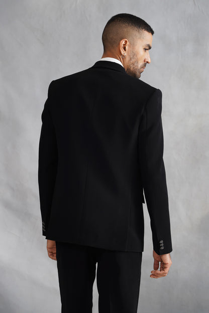 Black Hand Embroidered Tuxedo on Italian Fabric