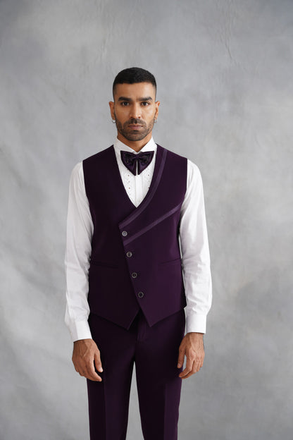 Purple Tuxedo with Botanical & Avian Embroidery