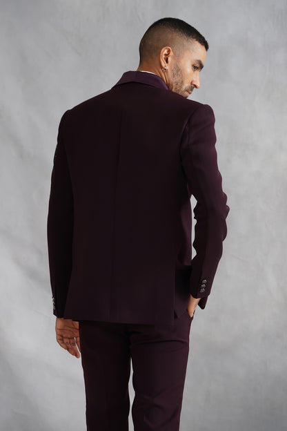 Wine Hand Embroidered Tuxedo on Italian Fabric