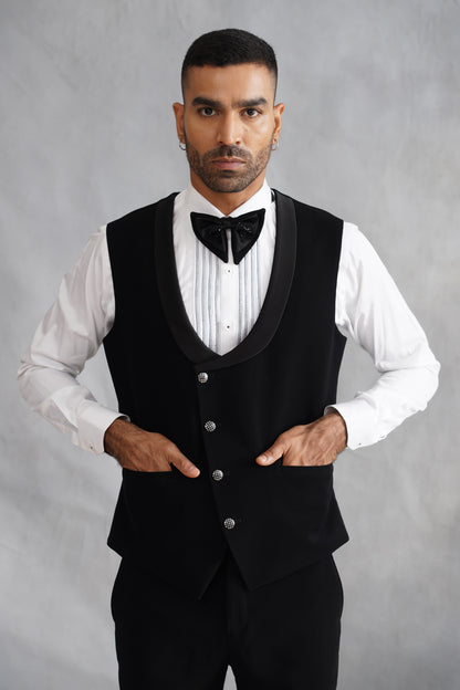 Black Hand Embroidered Tuxedo on Italian Fabric