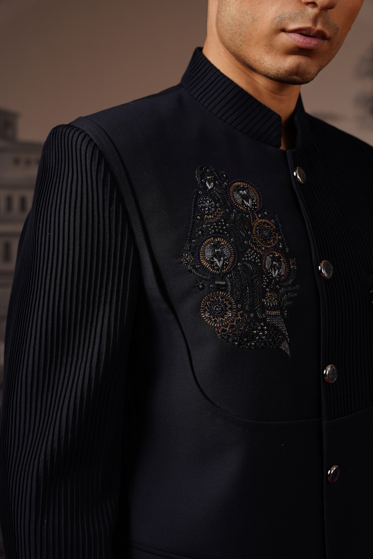 Pleated Sleeves Bandhgala Buy Online
