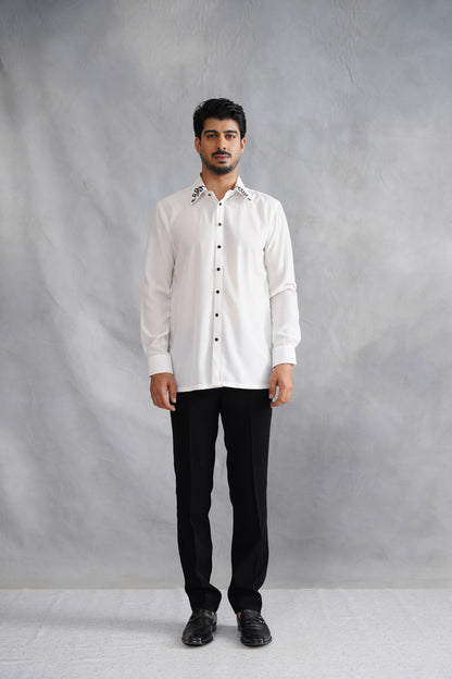 Black Tuxedo Suit with Abstract Continuous Line Art Embroidery