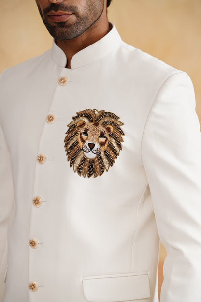 Ivory Hand Embroidered Bandhgala on Italian Fabric