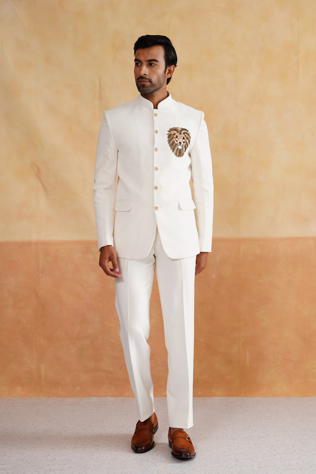 Ivory Hand Embroidered Bandhgala on Italian Fabric