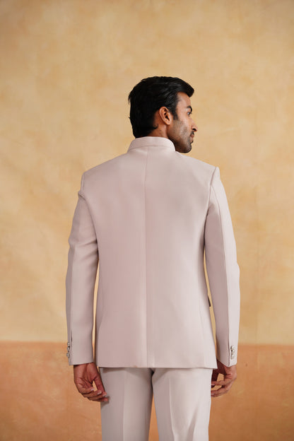 Cream Hand Embroidered Bandhgala on Suiting Fabric