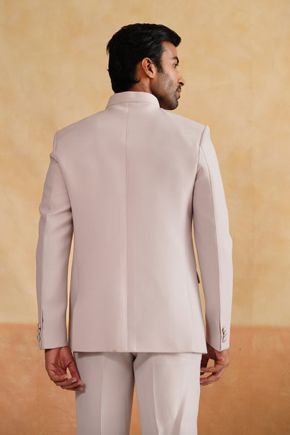 Cream Hand Embroidered Bandhgala on Italian Fabric