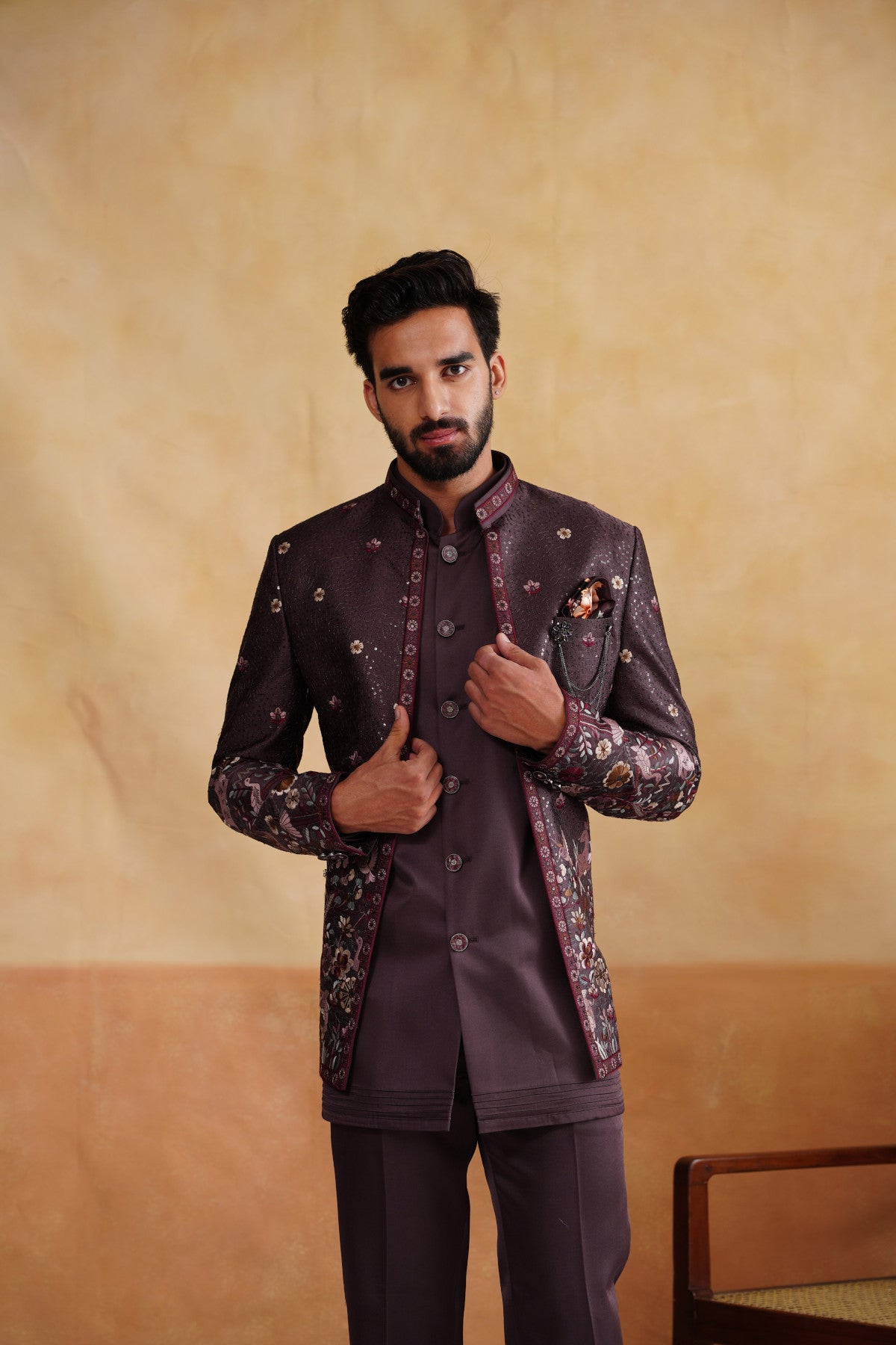 Shop purple silk indo western stylish
