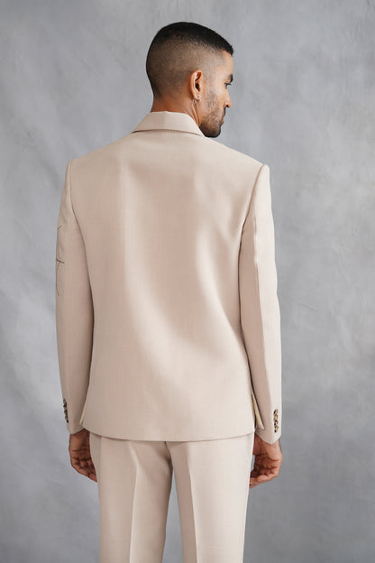 Cream Thread Embroidered Jacket Set