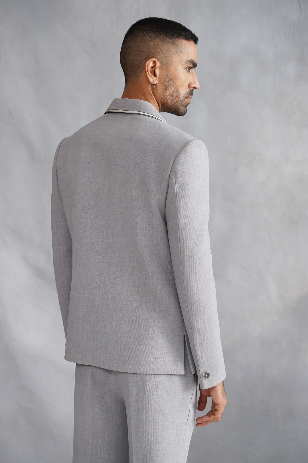 Grey Thread Embroidered Jacket Set