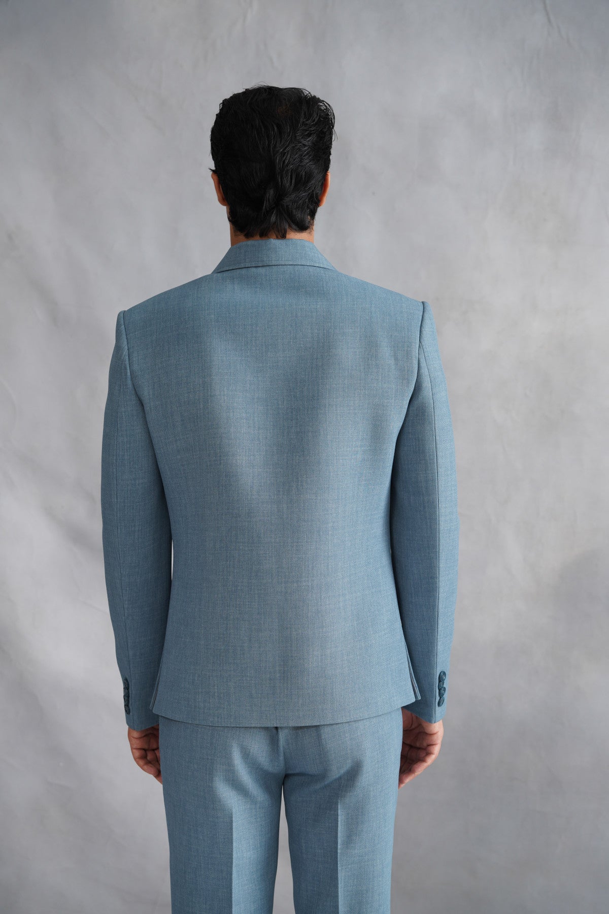 Blue Zip-Up Jacket with Moon & Star Embroidery