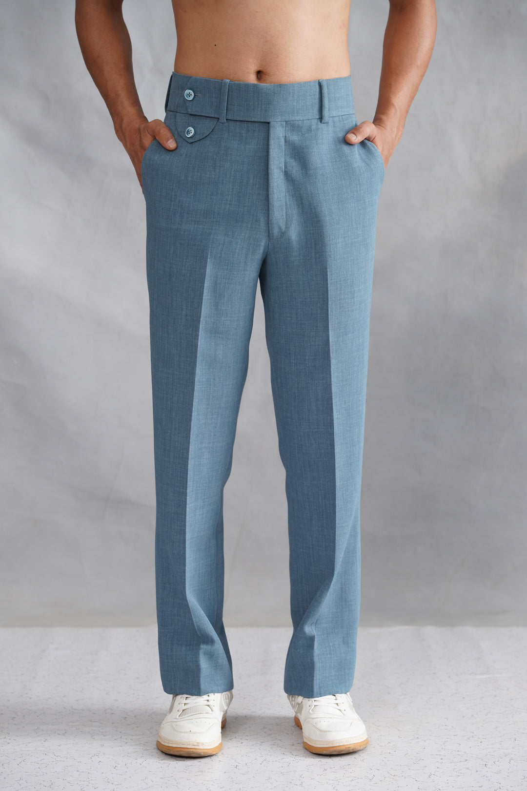 Blue Thread Embroidered Jacket Set