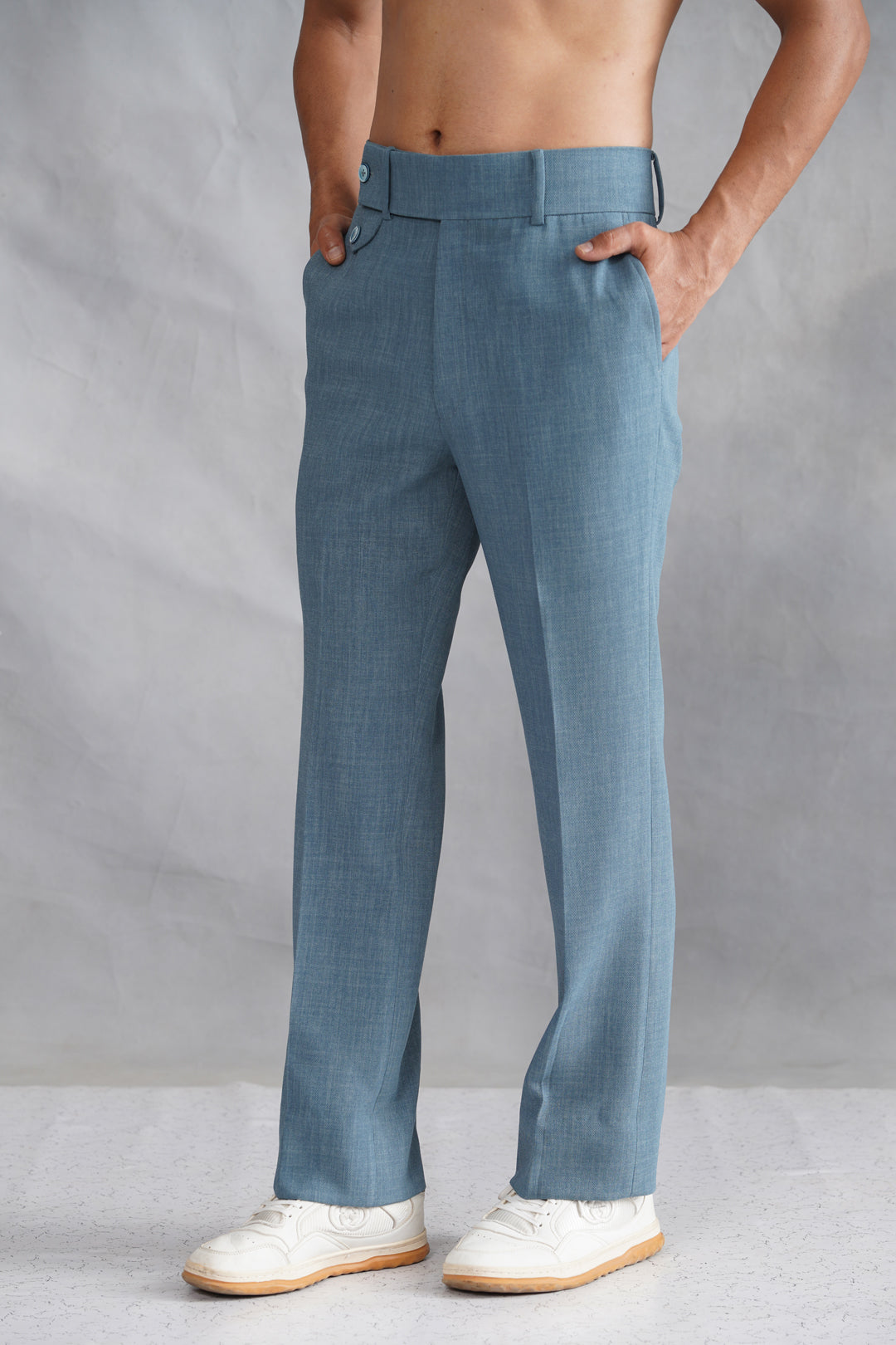 Blue Thread Embroidered Jacket Set