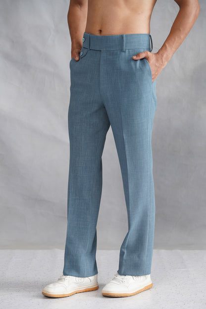 Blue Thread Embroidered Jacket Set