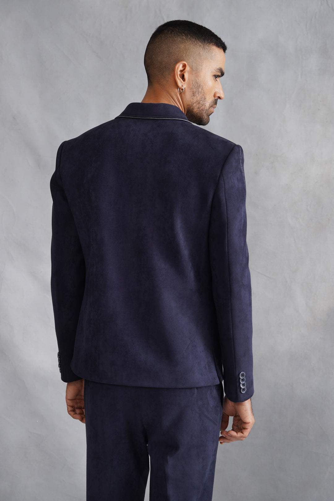 Blue Thread Embroidered Jacket Set