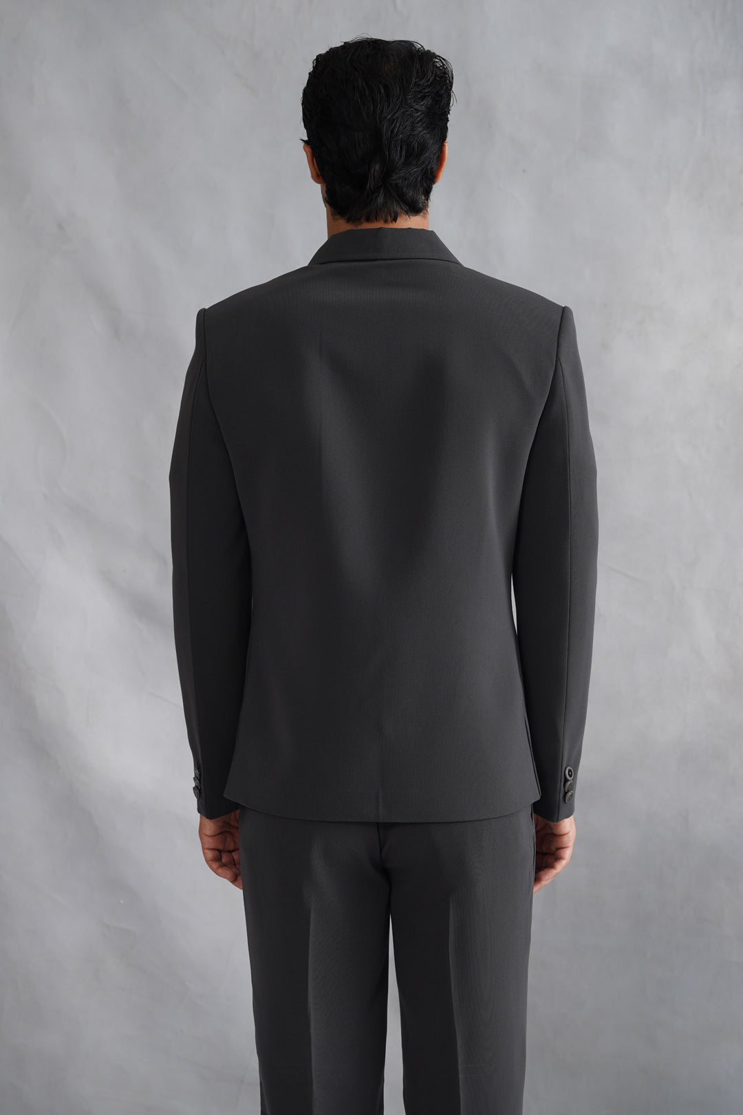 Black Thread Embroidered Jacket Set