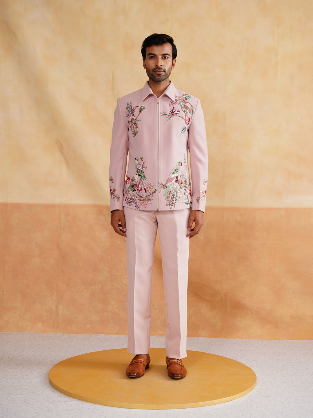 Pink Resham Hand Embroidered Jacket Set