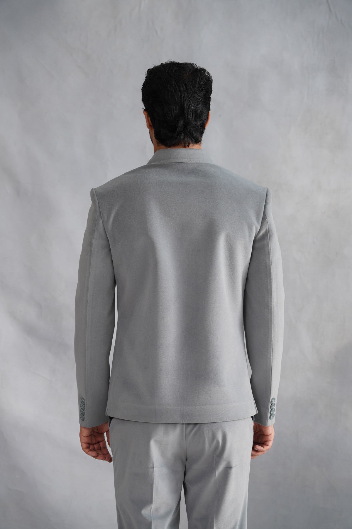 Light Grey Jacket Set with Egyptian Heritage Motif