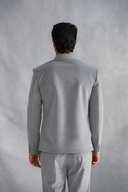 Light Grey Jacket Set with Egyptian Heritage Motif