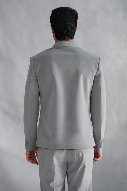 Grey Thread Embroidered Jacket Set