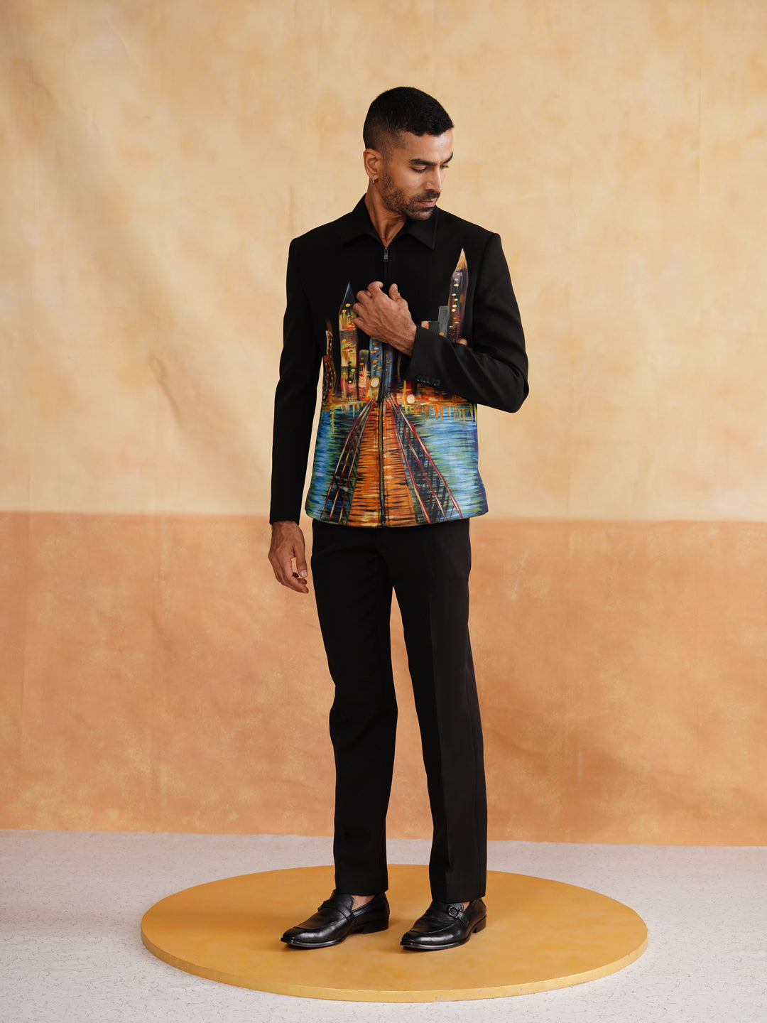 Black Hand-Painted Jacket Set