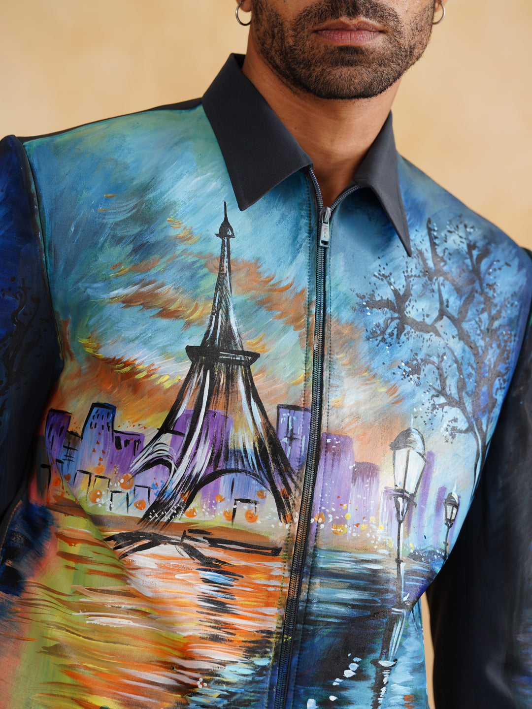 Black Hand Painted Jacket Set