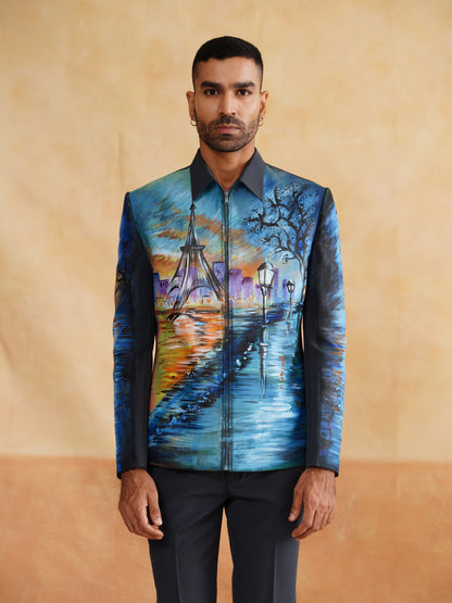 Black Hand Painted Jacket Set