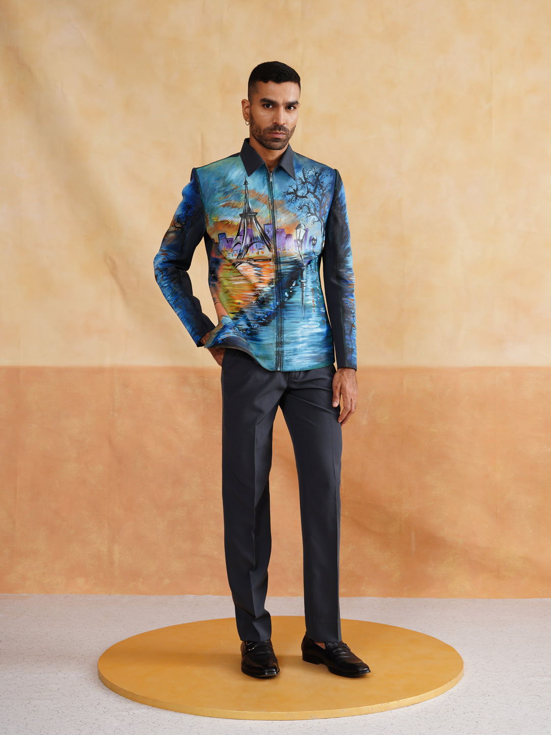 Black Hand Painted Jacket Set