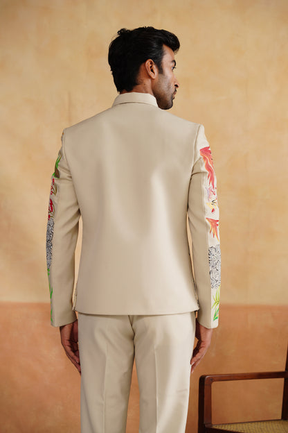 Cream Hand-Painted Jacket Set