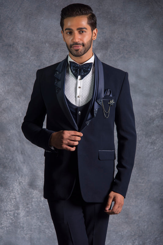  Buy navy blue tuxedo for men wedding wear