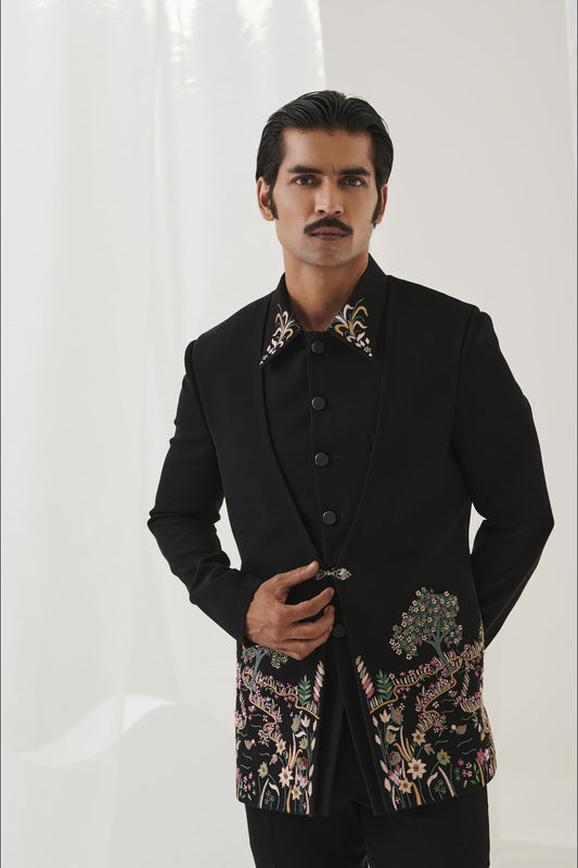 Shop Collar Jacket Men with Black Shirt Waistcoat