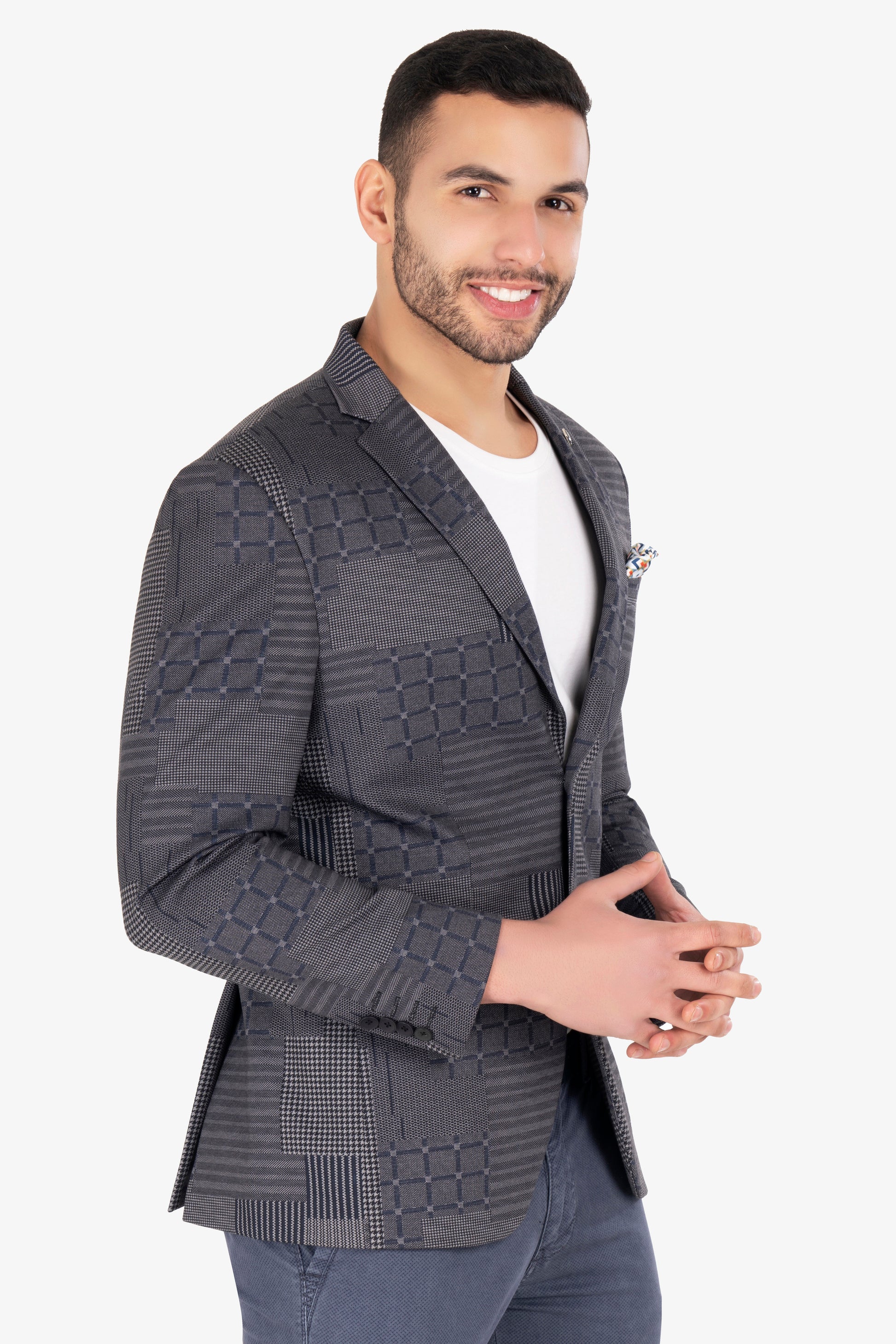 Buy Grey Single-Breasted Printed Blazer for Men Men Casual